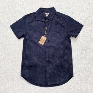 Bridge & Burn Men's Marten Shortsleeve Button Down Shirt, Navy‎ Dot